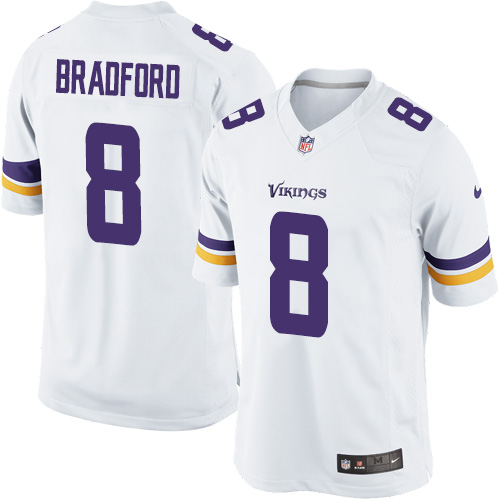 Youth Limited Sam Bradford Nike Jersey White Road - #8 NFL Minnesota Vikings